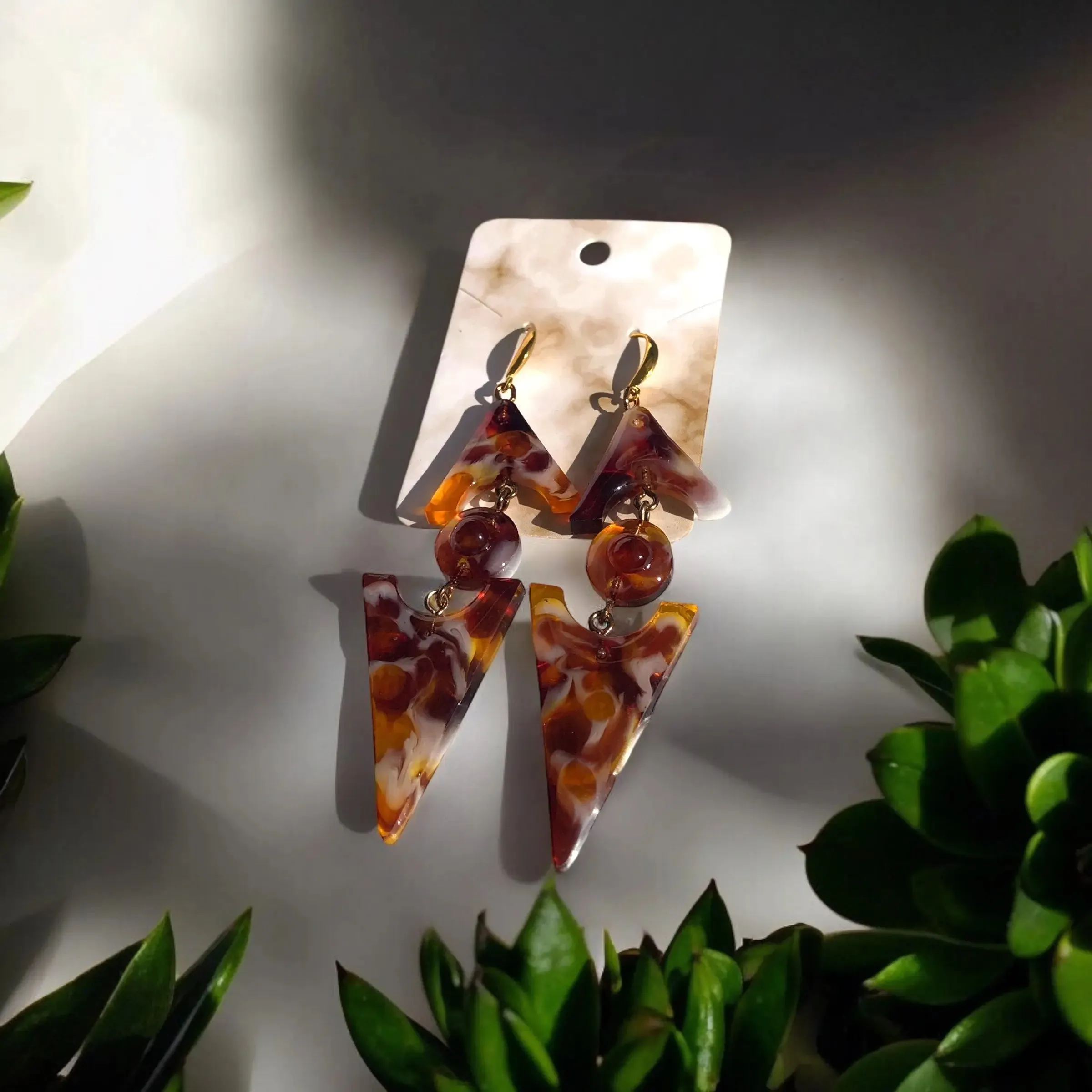 Tortoise Bliss Triangle Earrings