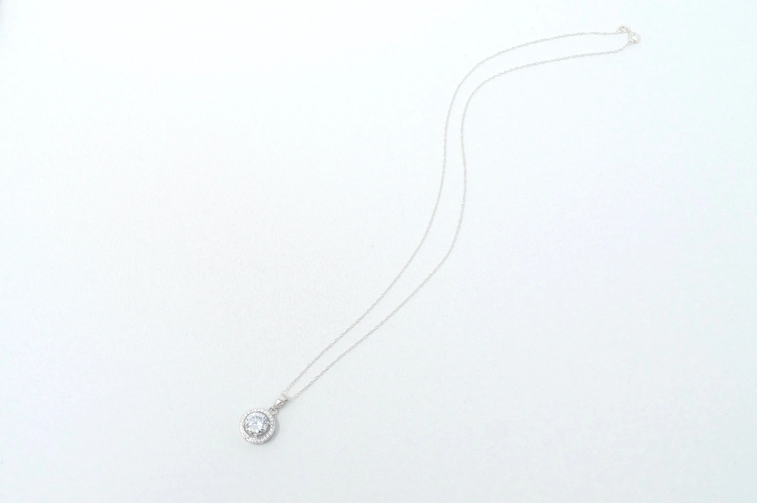 Vintage Art Deco Style Large Simulated Diamond Sterling Silver Necklace 18"