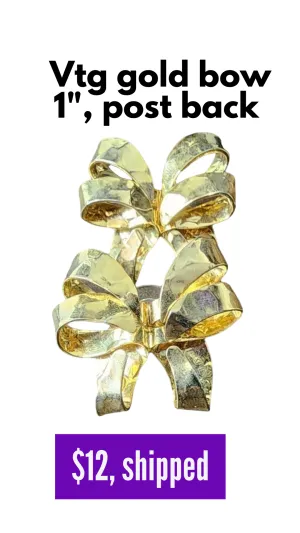 Vintage gold ribbon post back earrings