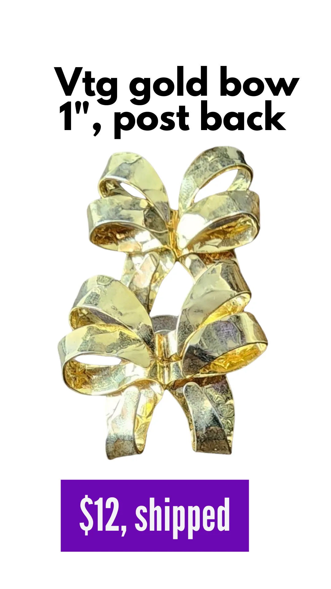 Vintage gold ribbon post back earrings