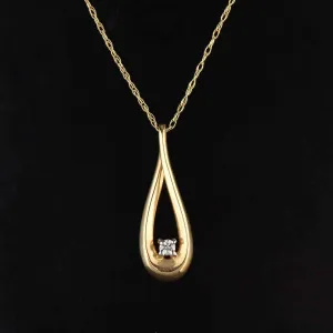 Vintage Infinity 14K Gold Diamond Pendant Necklace