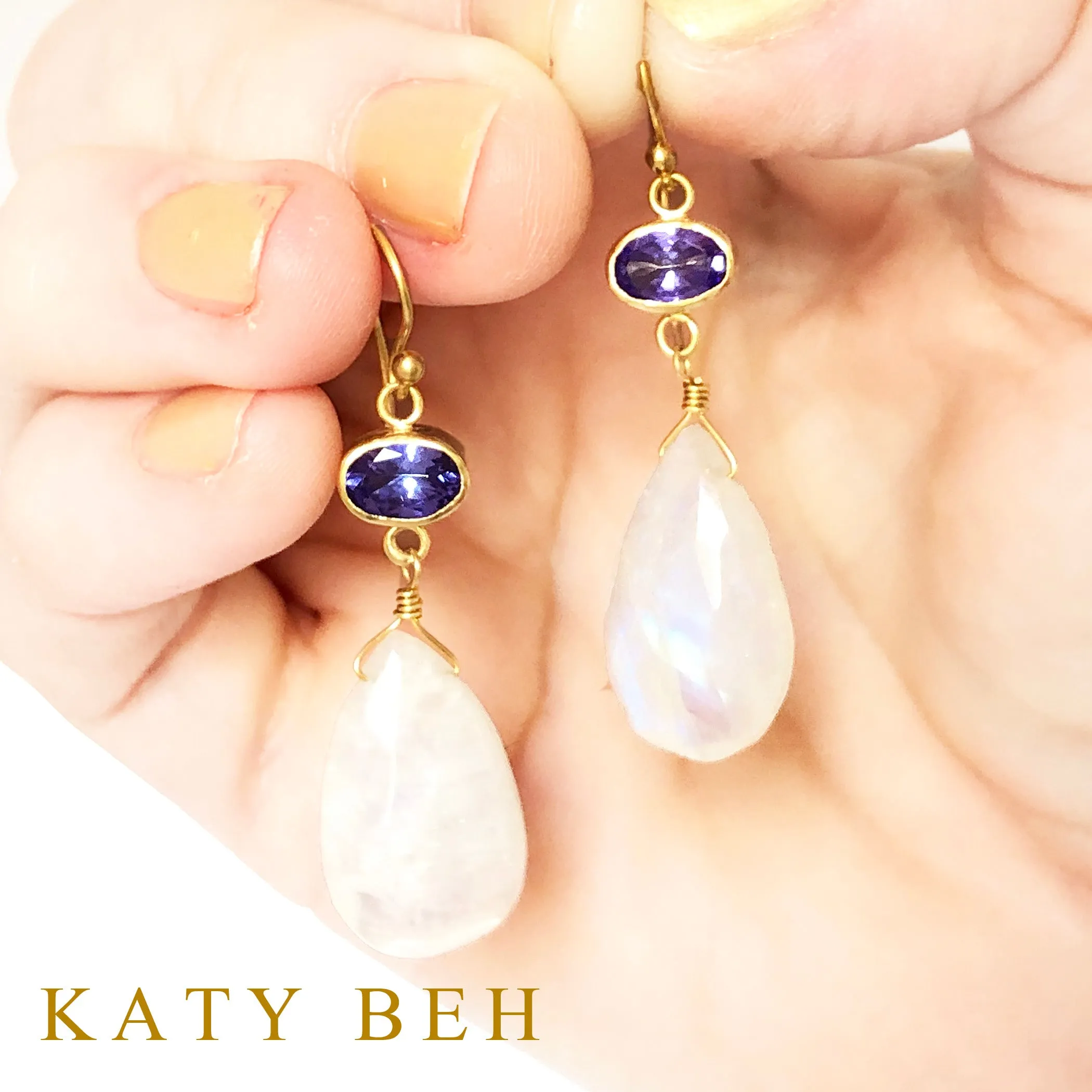 Wendy Tanzanite and Rainbow Moonstone Earrings