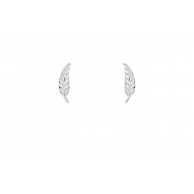 White Gold Feather Stud Earrings GE2432