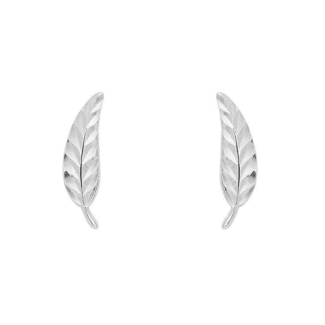 White Gold Feather Stud Earrings GE2432