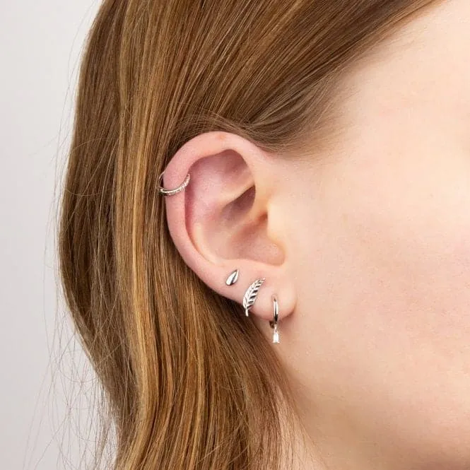 White Gold Feather Stud Earrings GE2432