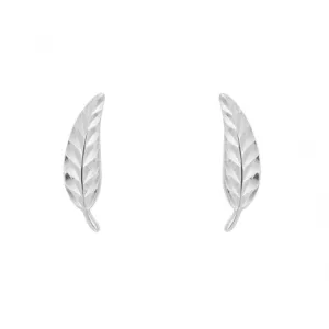 White Gold Feather Stud Earrings GE2432