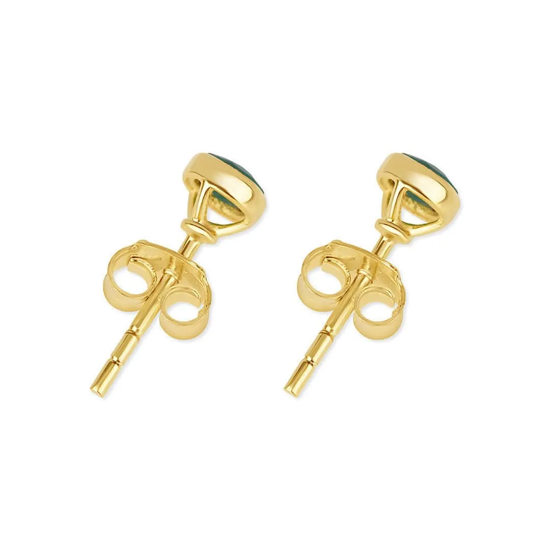 White Quartz Mini Stud Earrings | Gold - April