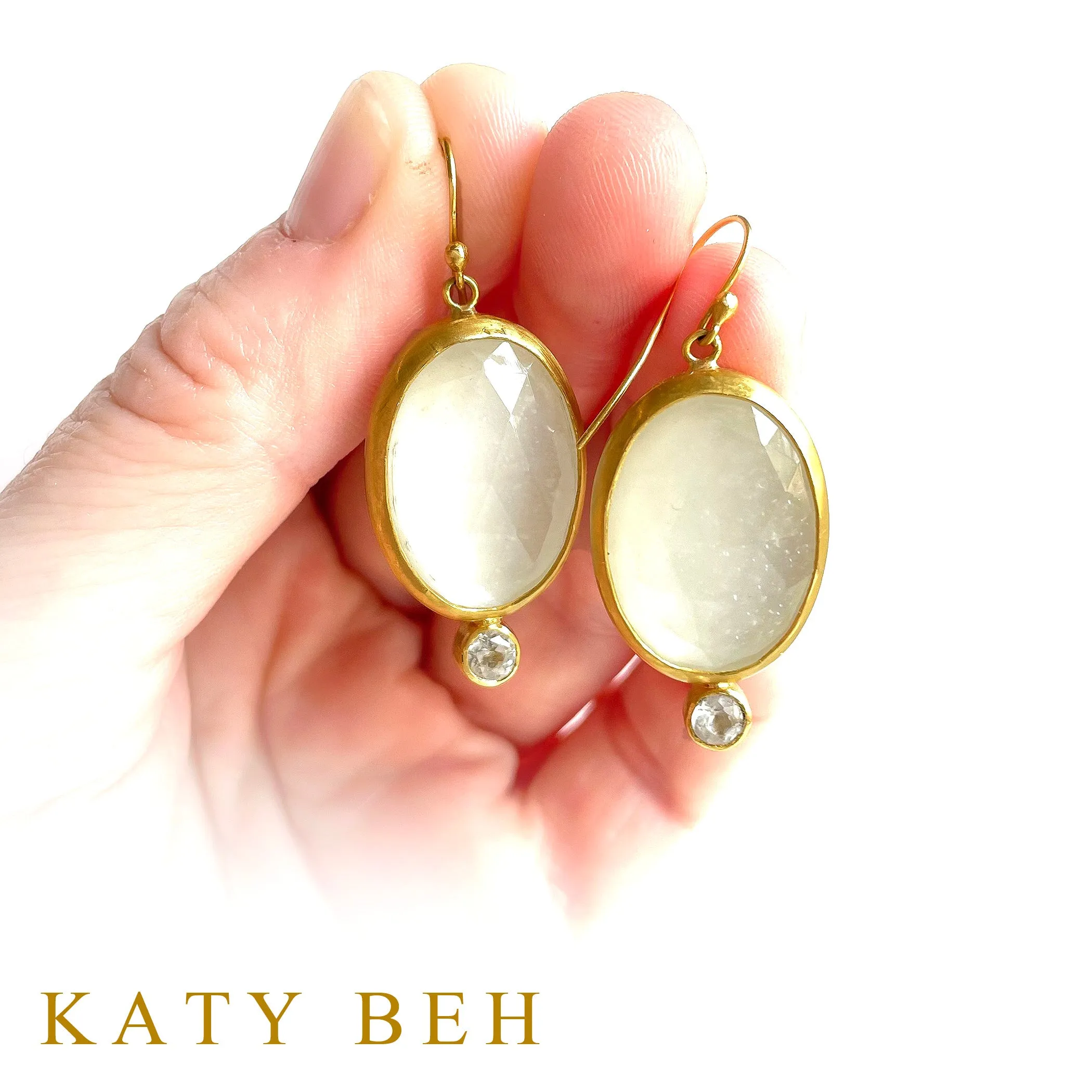 Whitney White Moonstone and White Topaz Earrings