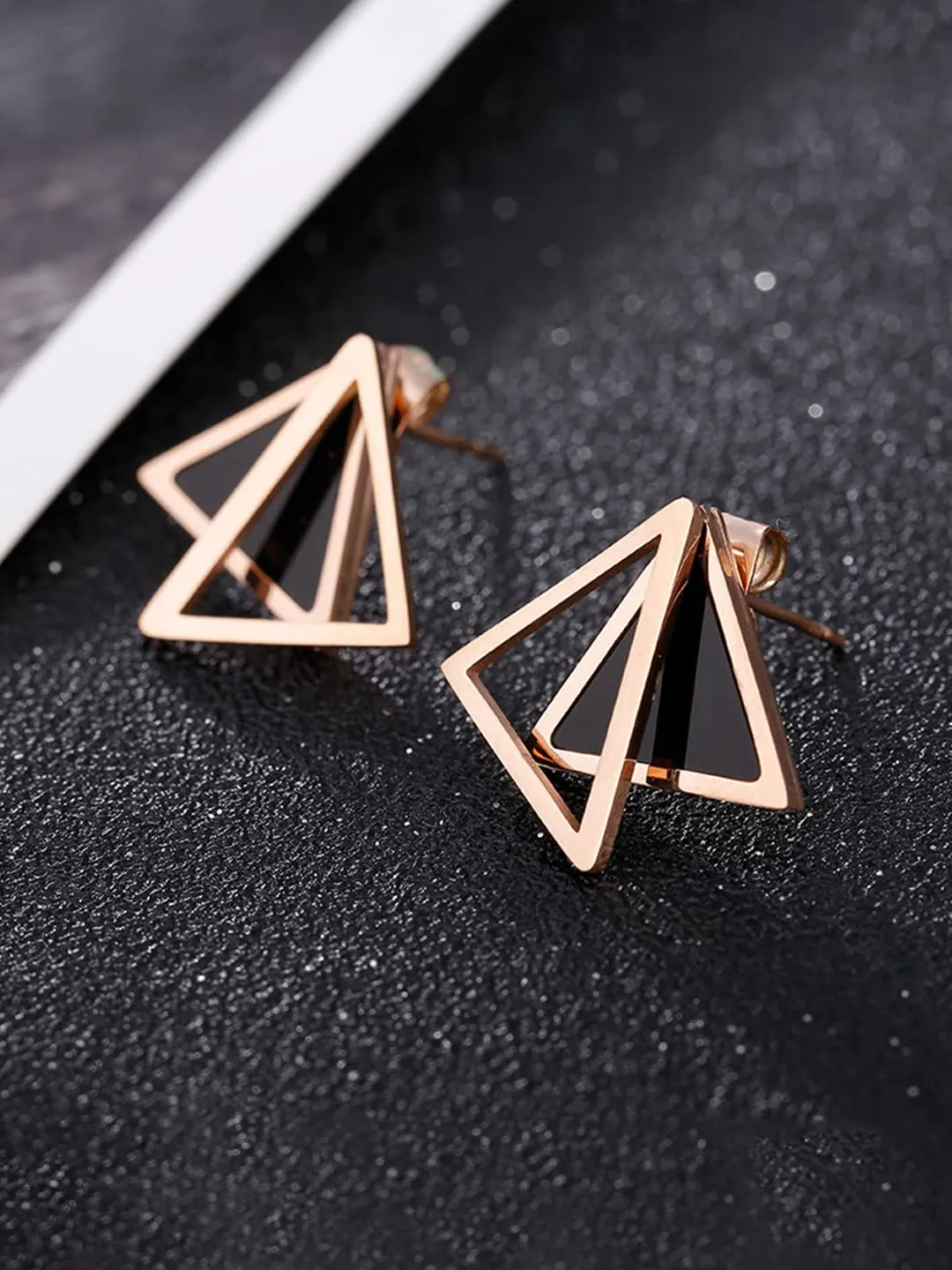 Yellow Chimes Stud Earrings for Women Rose Gold Plated Stainless Steel Roman Numericals Engraved Stud Earrings for Women and Girls.