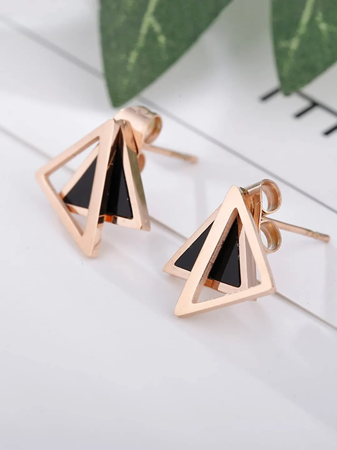 Yellow Chimes Stud Earrings for Women Rose Gold Plated Stainless Steel Roman Numericals Engraved Stud Earrings for Women and Girls.