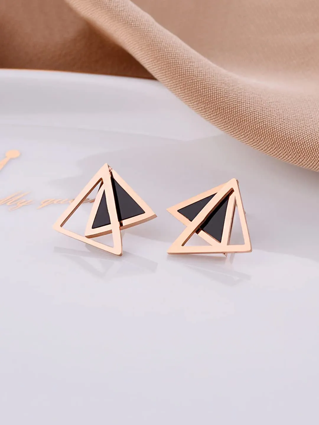 Yellow Chimes Stud Earrings for Women Rose Gold Plated Stainless Steel Roman Numericals Engraved Stud Earrings for Women and Girls.