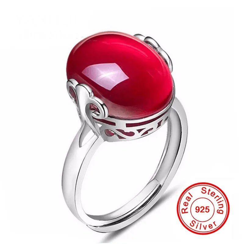 YINHED   925 Sterling Silver 5.0 Carat Ruby Ring & Necklace Set