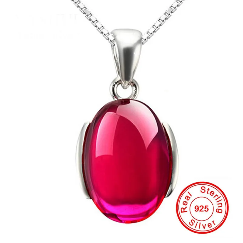 YINHED   925 Sterling Silver 5.0 Carat Ruby Ring & Necklace Set