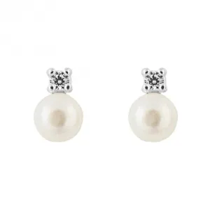 Zirconia Pearl Stud Earrings E6236W